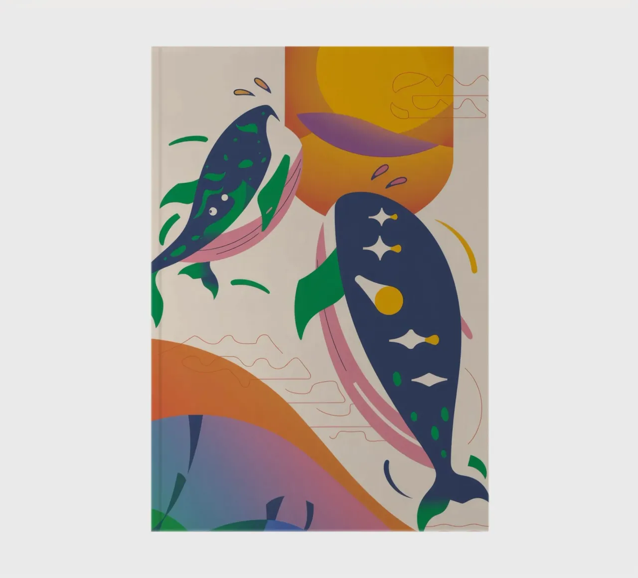 Whale and Birds notebook by Seren Liodra