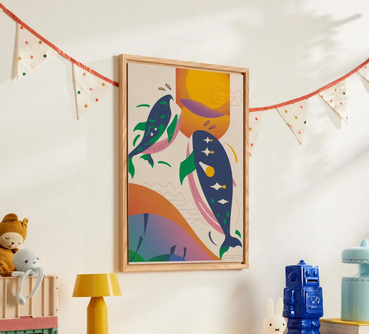 Balena e uccelli plexiglass da Seren Liodra