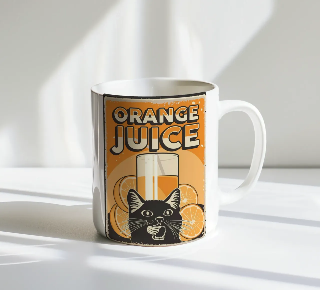 Gatto e succo di frutta divertenti 2 tazza in ceramica da Monique A Hooper