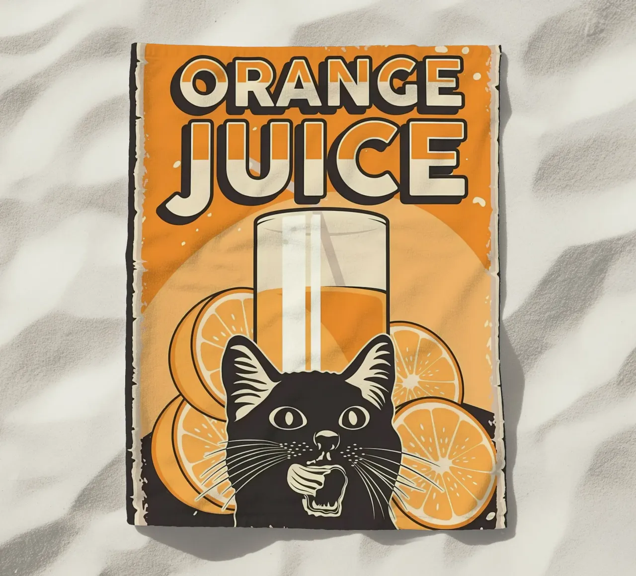 Gatto e succo di frutta divertenti 2 telo mare da Monique A Hooper