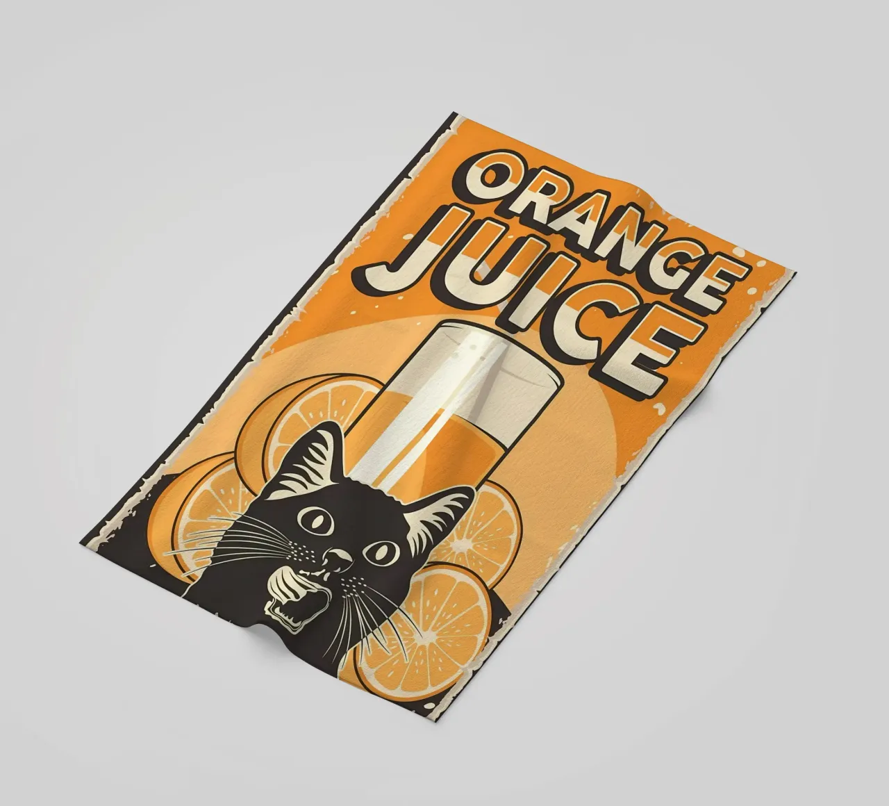 Gatto e succo di frutta divertenti 2 telo mare da Monique A Hooper