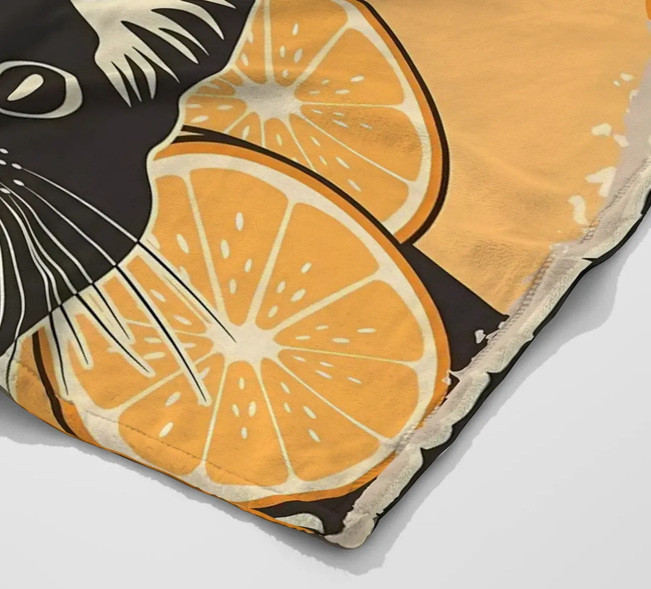Funny Cat and Juice 2 fleece blanket by Monique A Hooper
