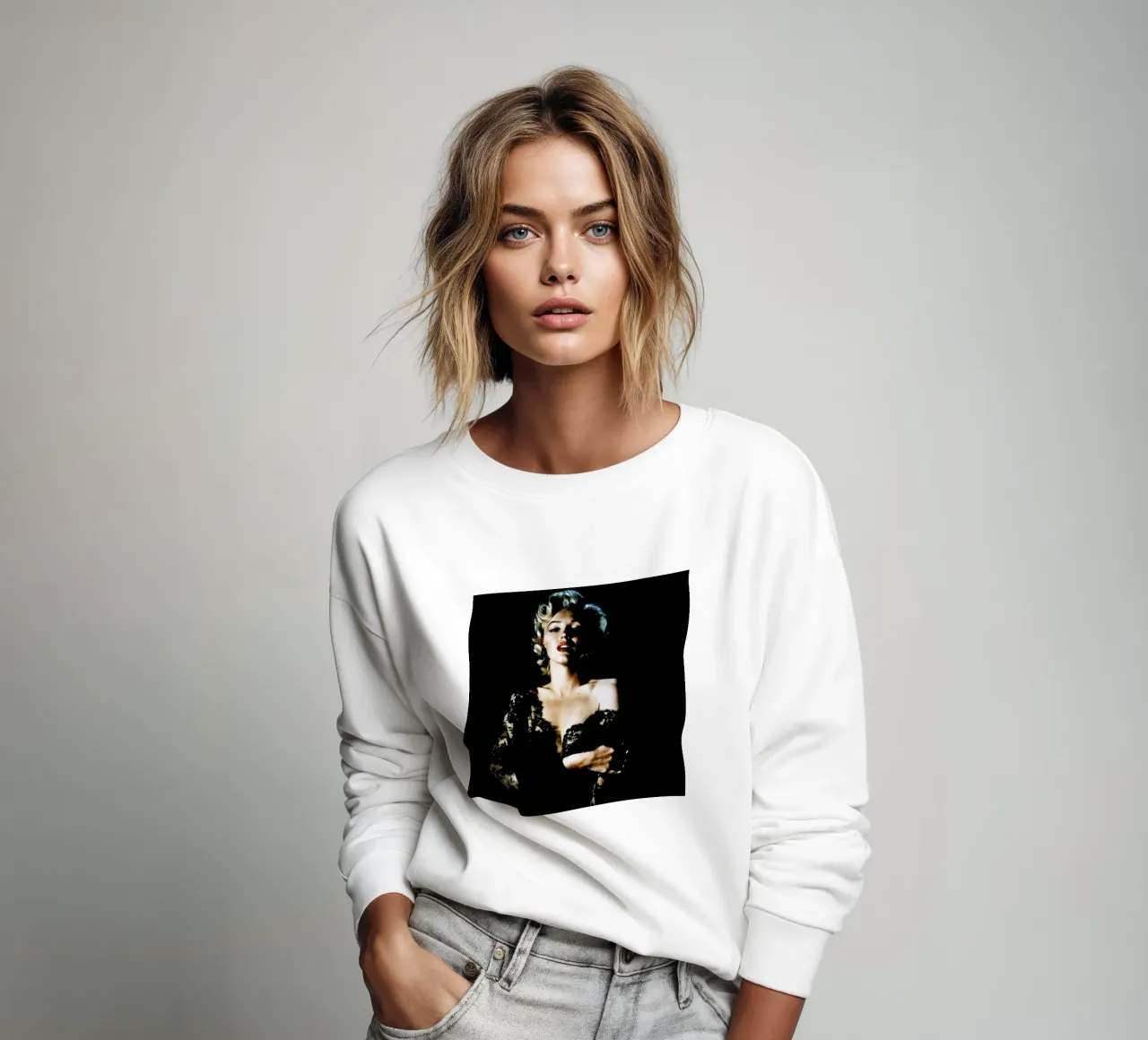 Marilyn Monroe wearing Black Lace Sweatshirt von Gallery Print and Art Limited