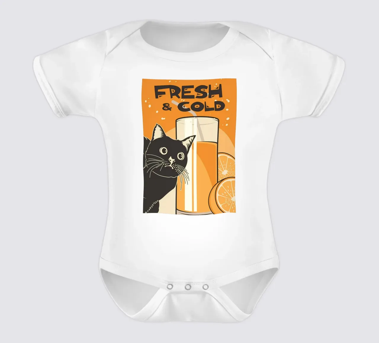 Gatto e succo di frutta divertenti body neonato maniche corte da Monique A Hooper