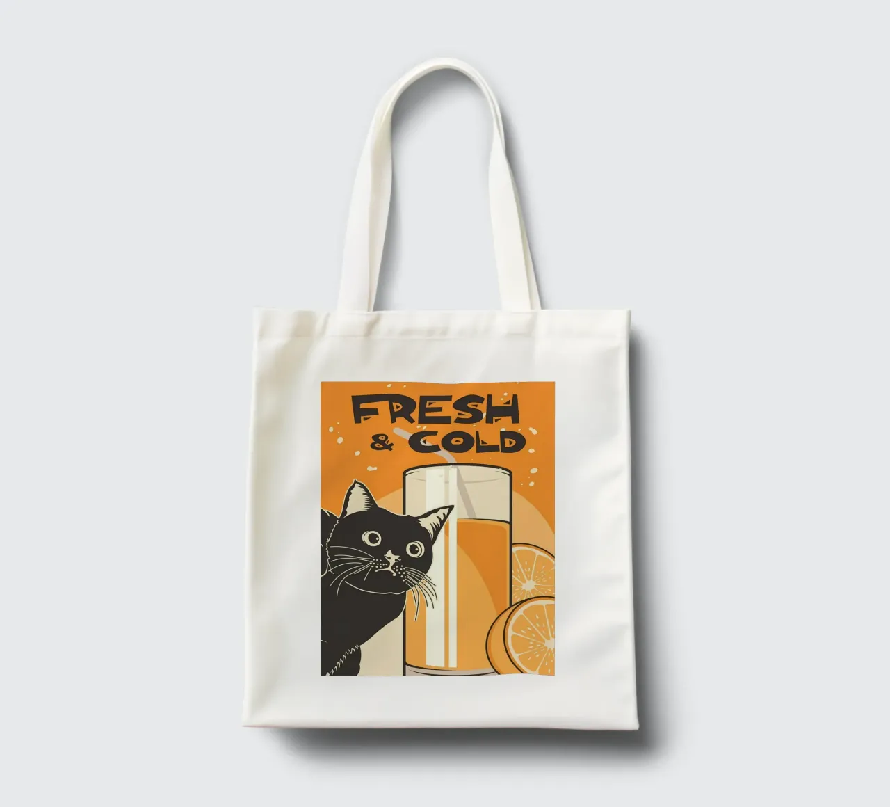 Gatto e succo di frutta divertenti borsa in juta da Monique A Hooper