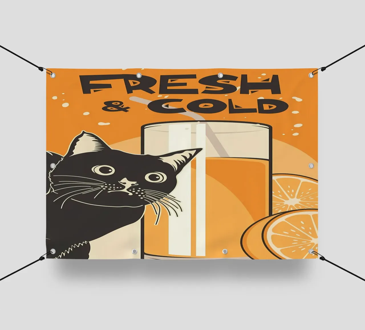 Gatto e succo di frutta divertenti telo in pvc da Monique A Hooper