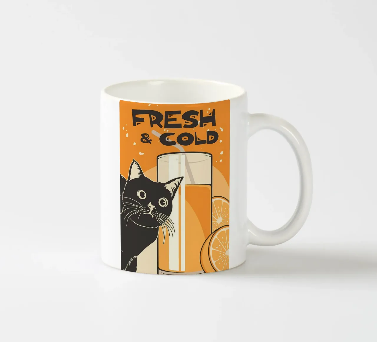 Gatto e succo di frutta divertenti tazza in ceramica da Monique A Hooper