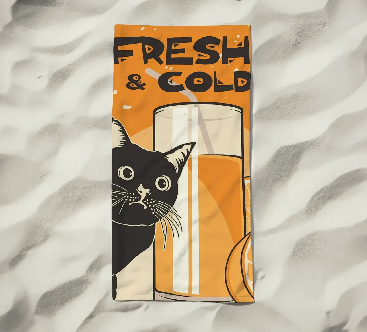 Gatto e succo di frutta divertenti telo mare da Monique A Hooper