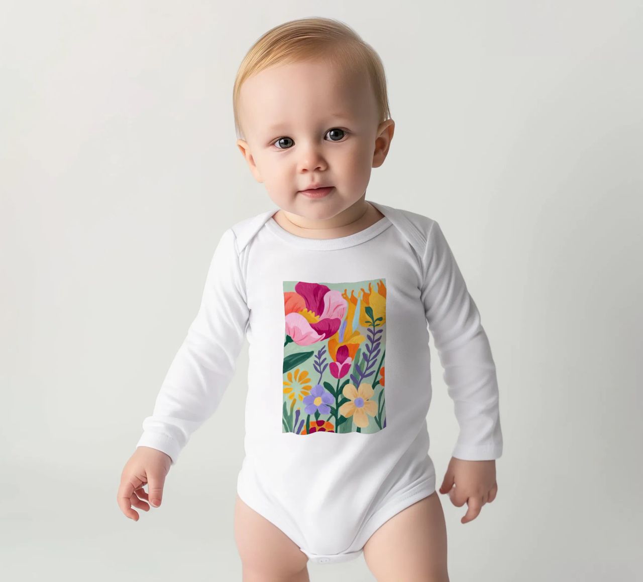 Floral Close-Up Langarm Babybody von Seren Liodra