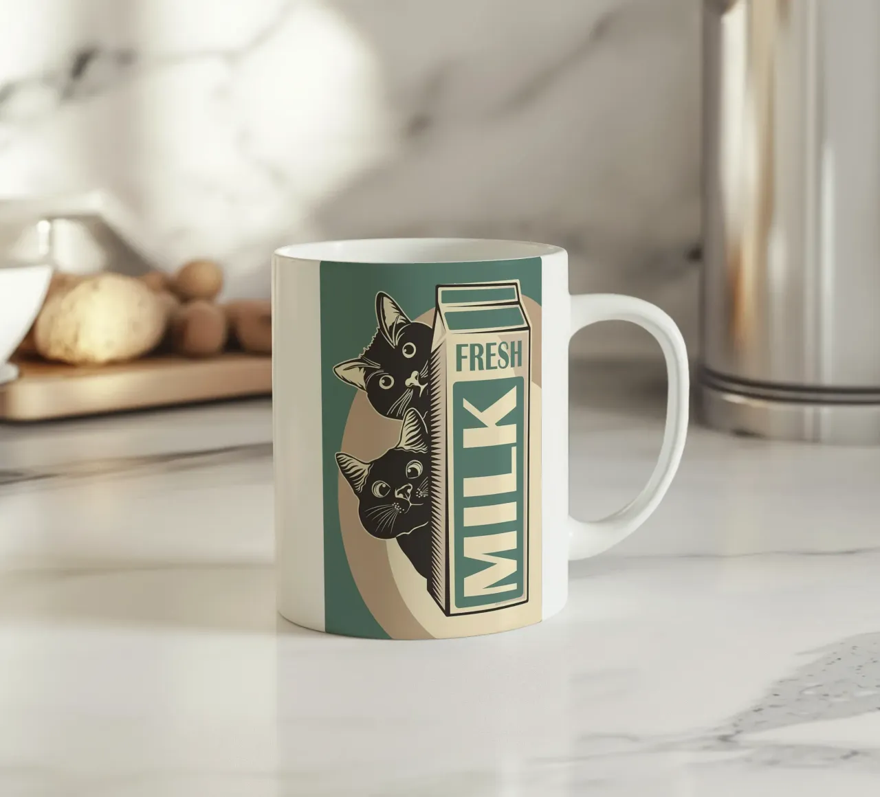 Gatto e latte divertenti tazza in ceramica da Monique A Hooper
