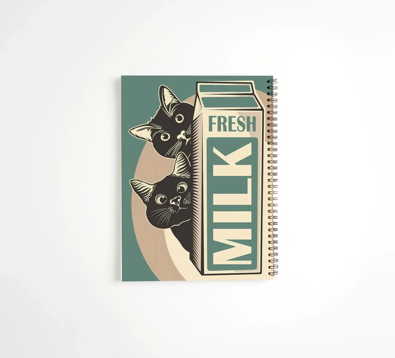 Funny Cat and Milk spiral notebook by Monique A Hooper