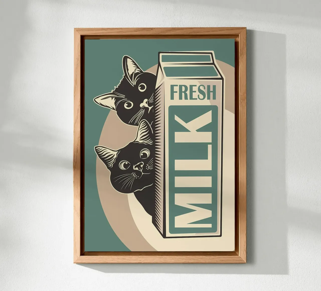 Gatto e latte divertenti alluminio dibond da Monique A Hooper