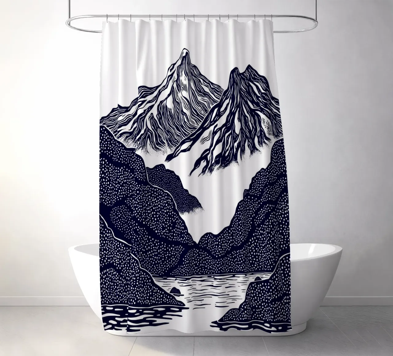 Silent Peaks Duschvorhang von Indigo Rain
