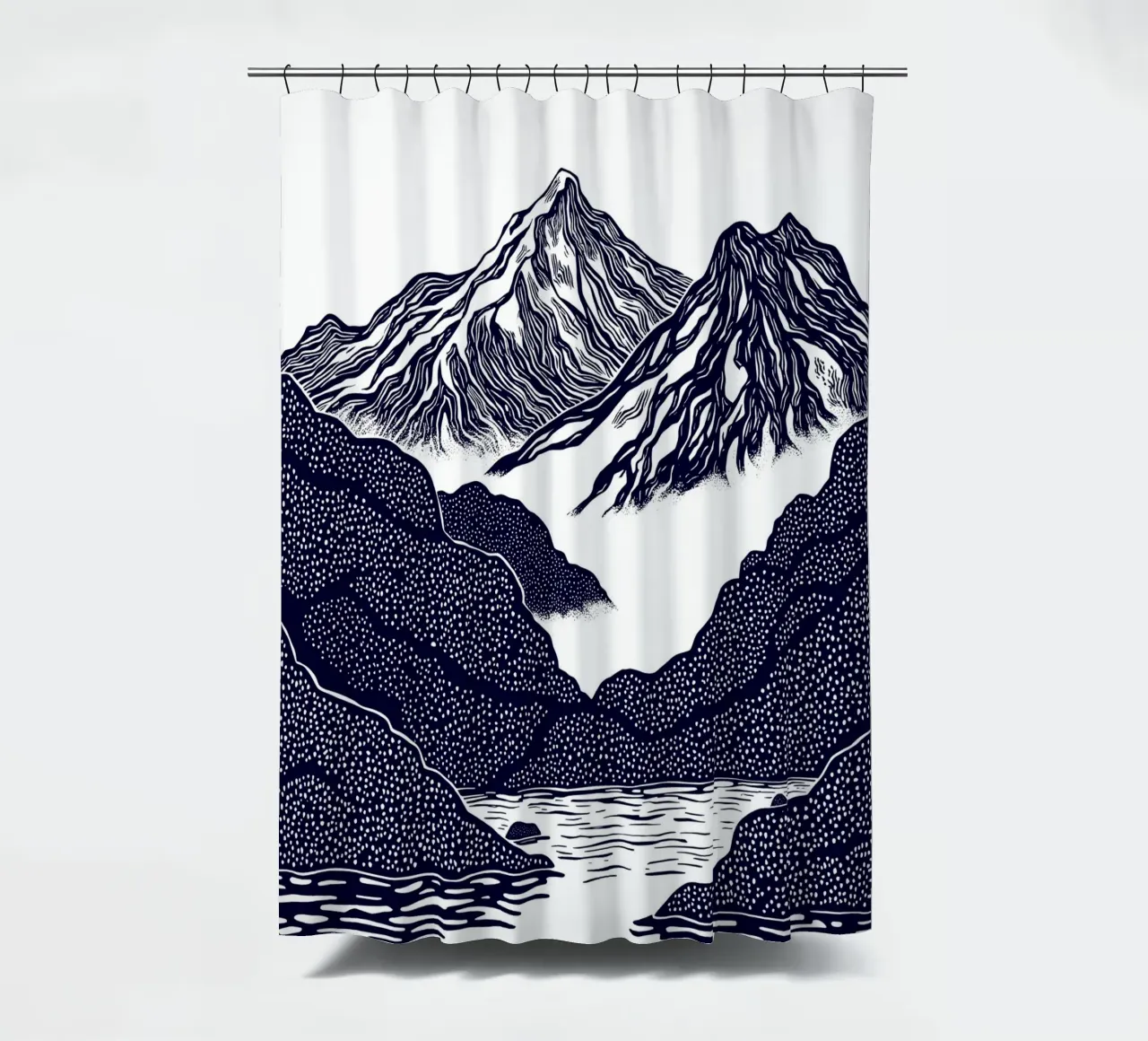 Silent Peaks Duschvorhang von Indigo Rain