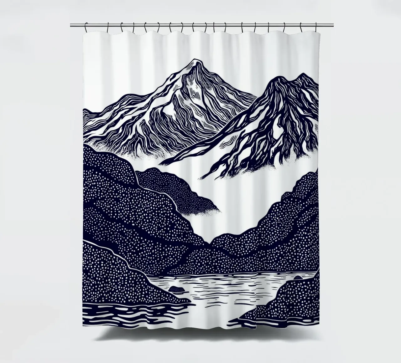 Silent Peaks Duschvorhang von Indigo Rain