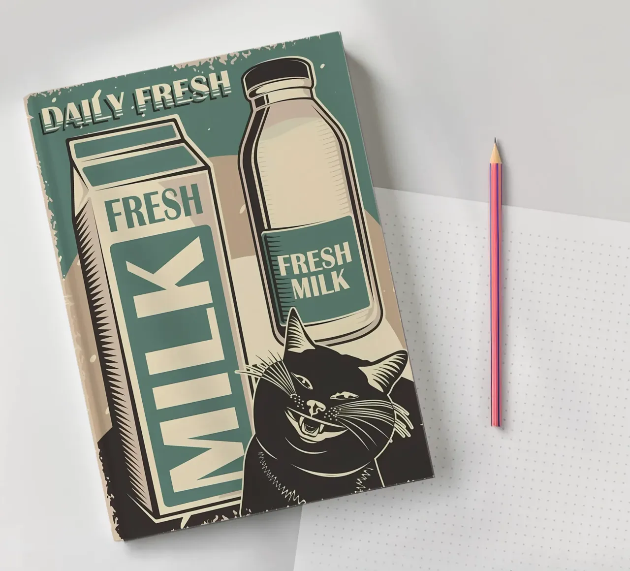 Funny Cat and Milk 2 notebook by Monique A Hooper