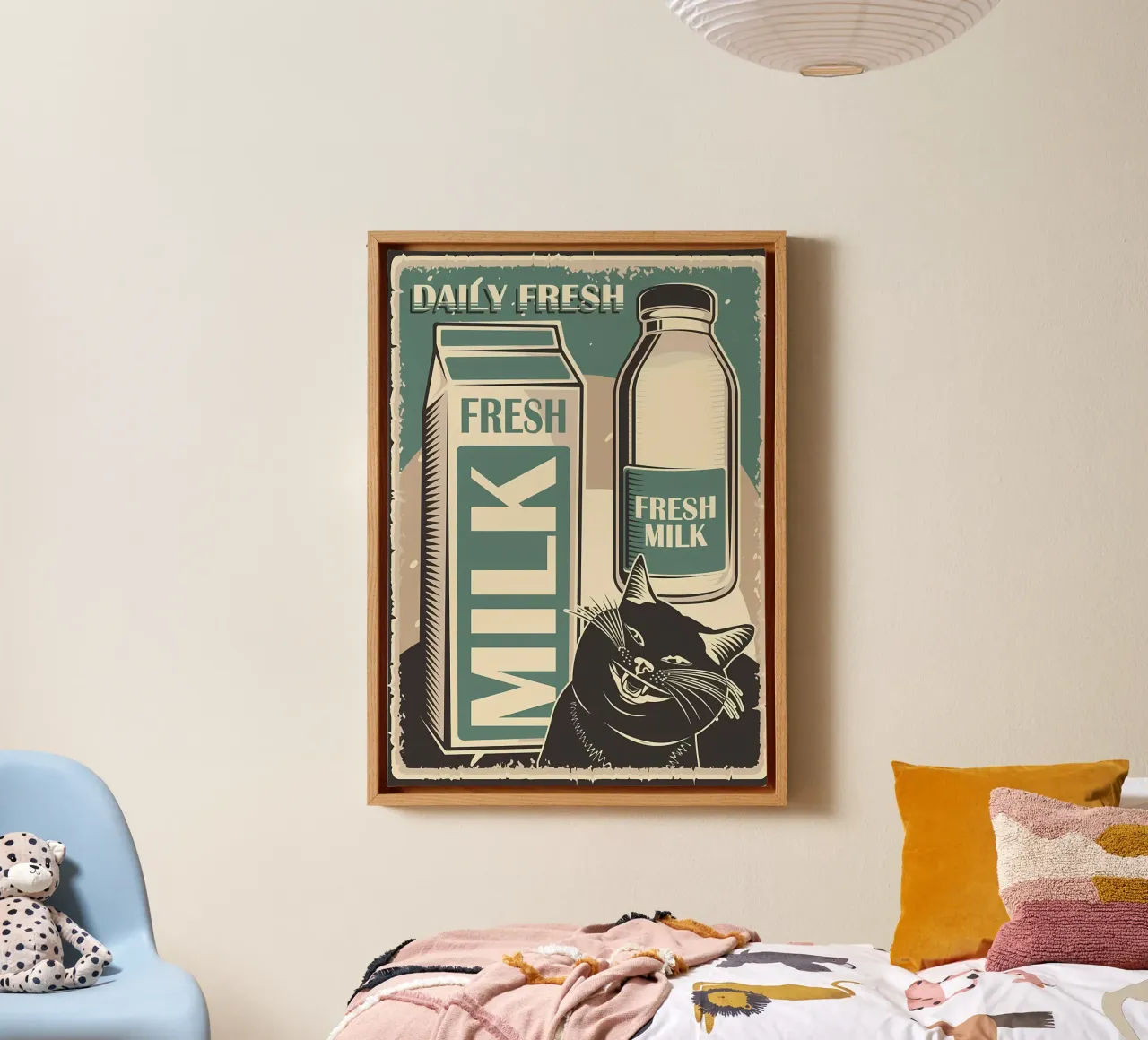 Funny Cat and Milk 2 canvas by Monique A Hooper
