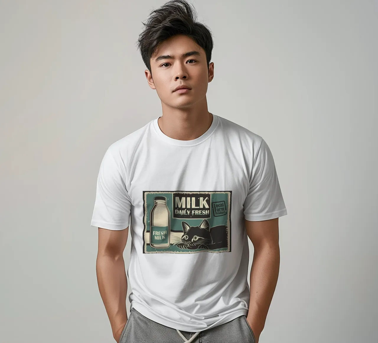 Gatto divertente e latte 3 t-shirt da Monique A Hooper