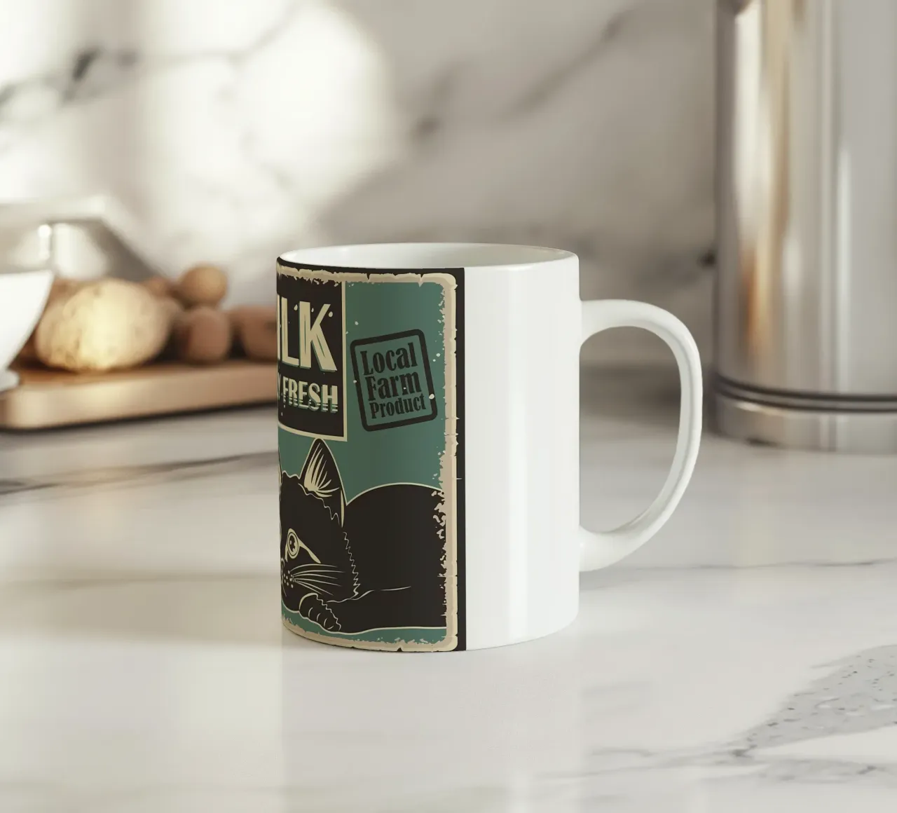 Gatto divertente e latte 3 tazza in ceramica da Monique A Hooper