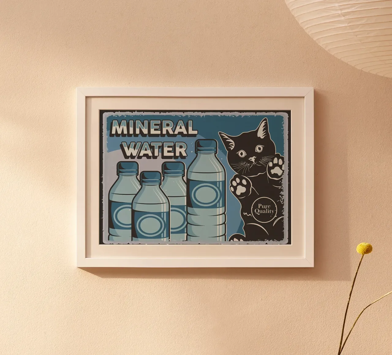 Gatto e acqua sana poster con telaio in alluminio da Monique A Hooper