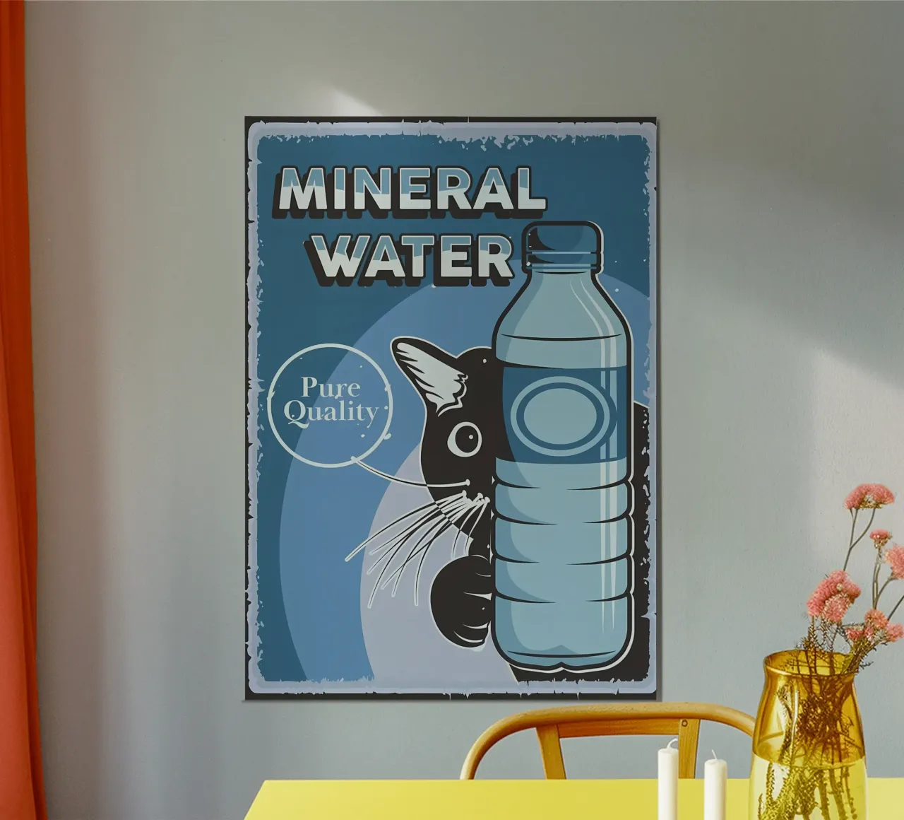 Gatto e acqua poster con telaio in plastica da Monique A Hooper