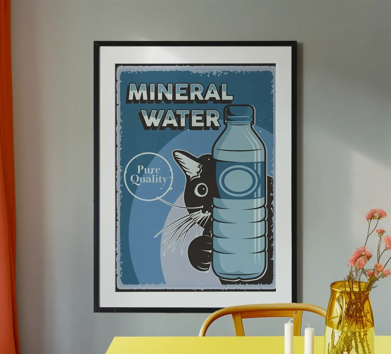 Gatto e acqua poster con telaio in plastica da Monique A Hooper