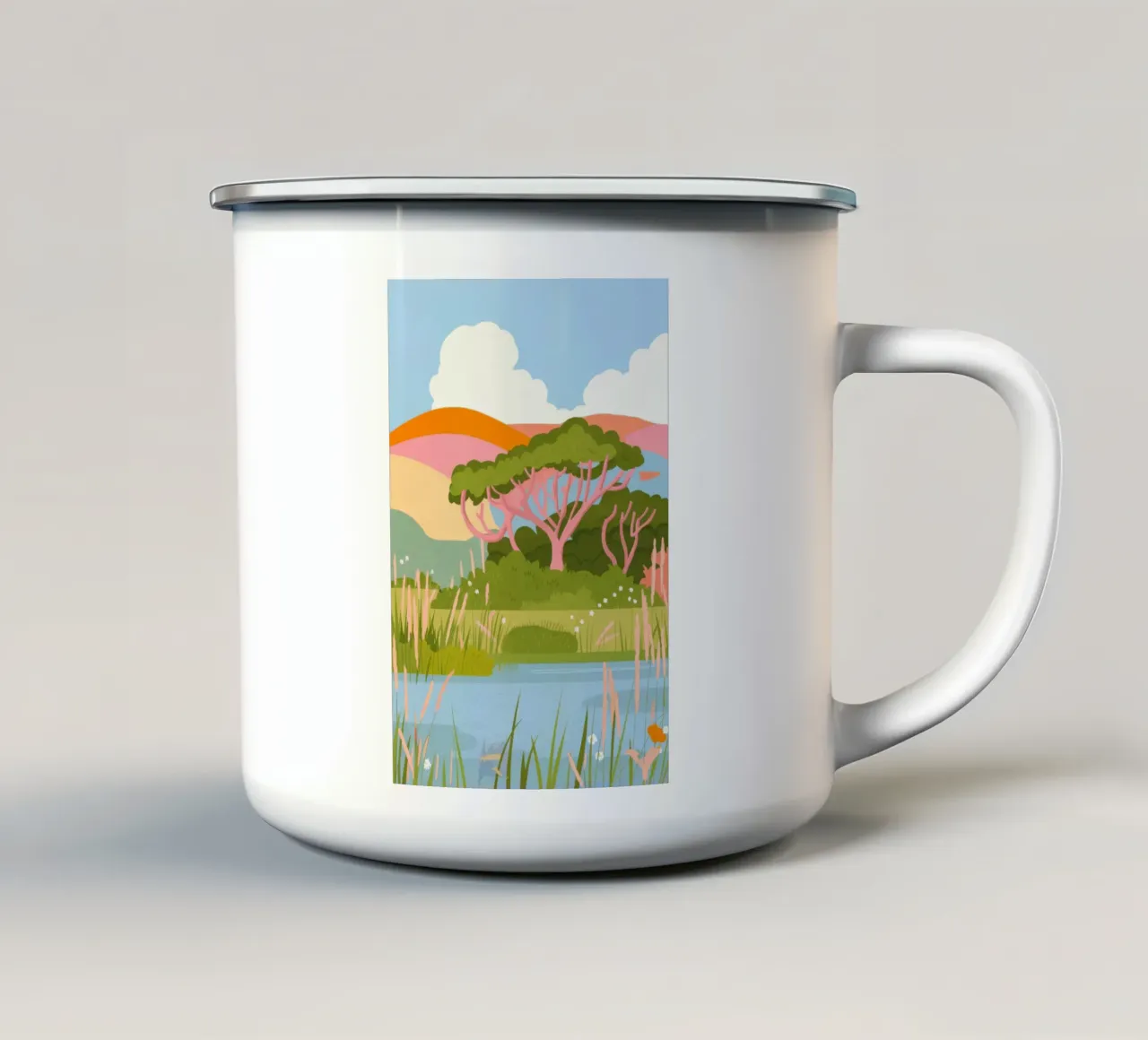 Paesaggio tranquillo tazza in smalto da Seren Liodra