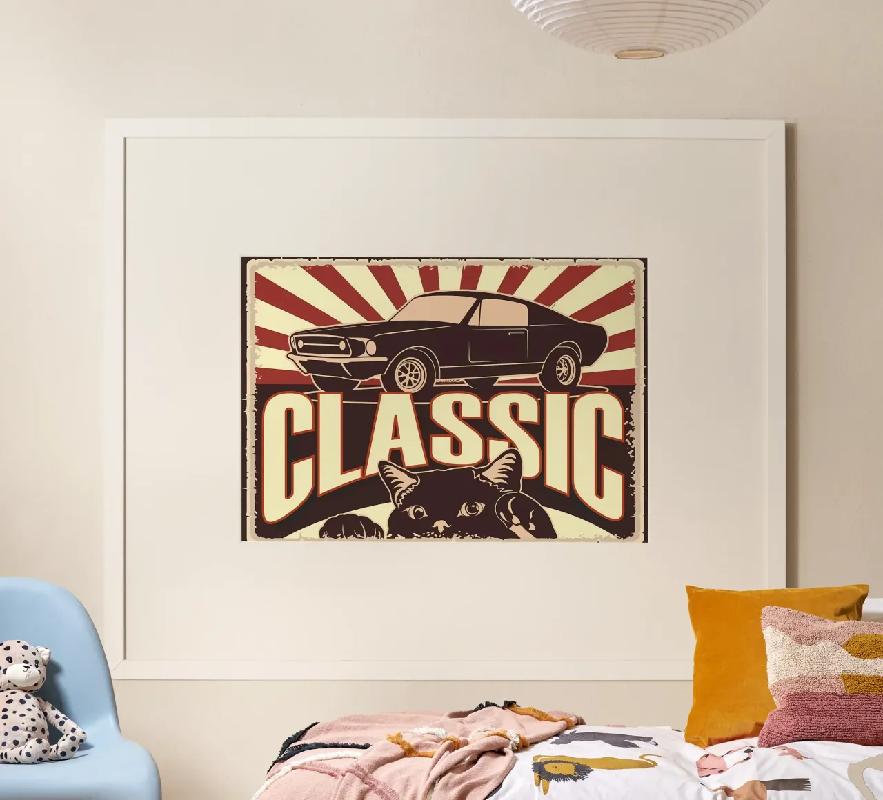 Retro Cat et Garage poster de Monique A Hooper