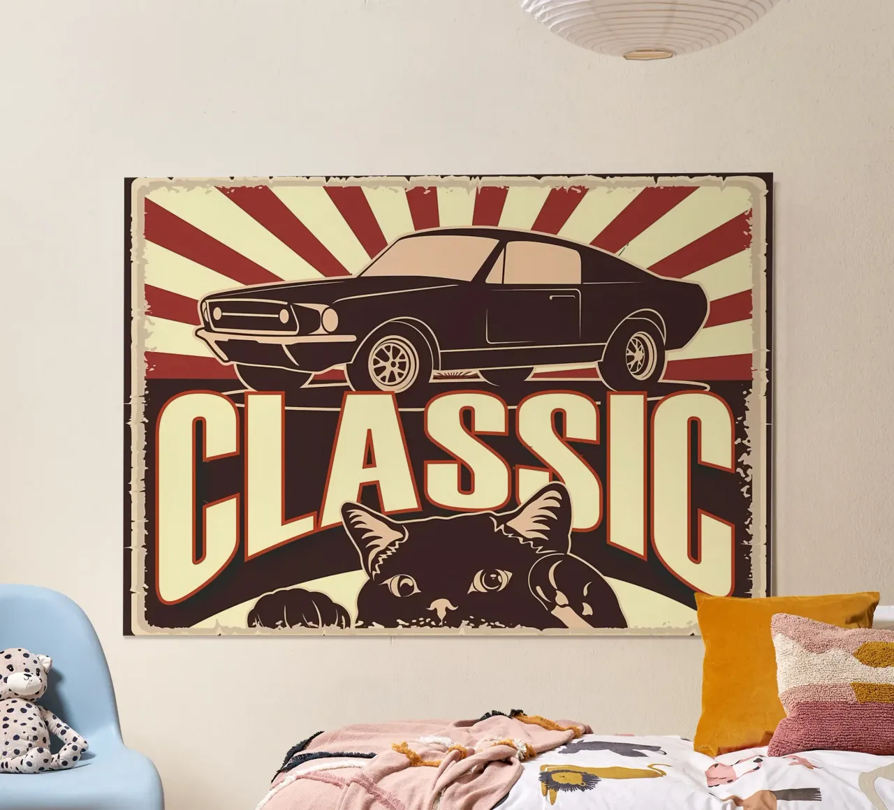 Retro Cat et Garage poster de Monique A Hooper