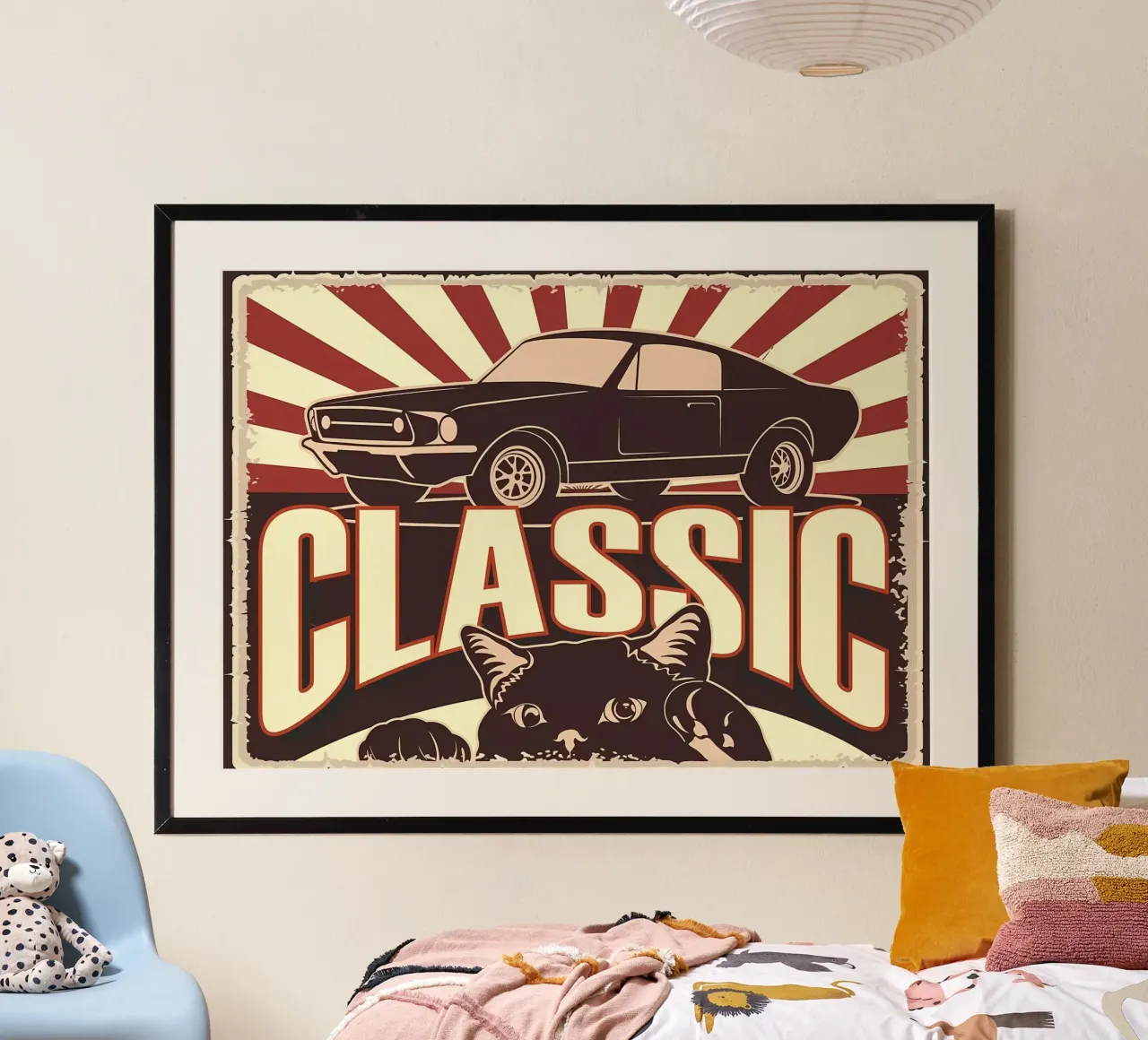 Retro Cat et Garage poster de Monique A Hooper