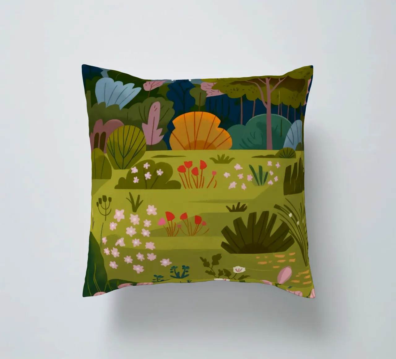 Garden Scene decorative cushion by Seren Liodra