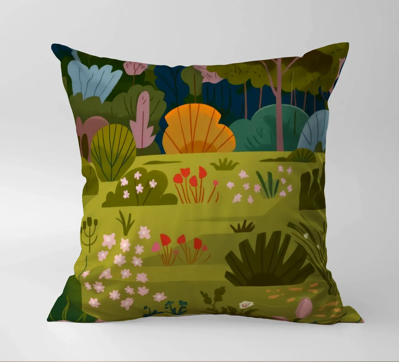 Garden Scene decorative cushion by Seren Liodra