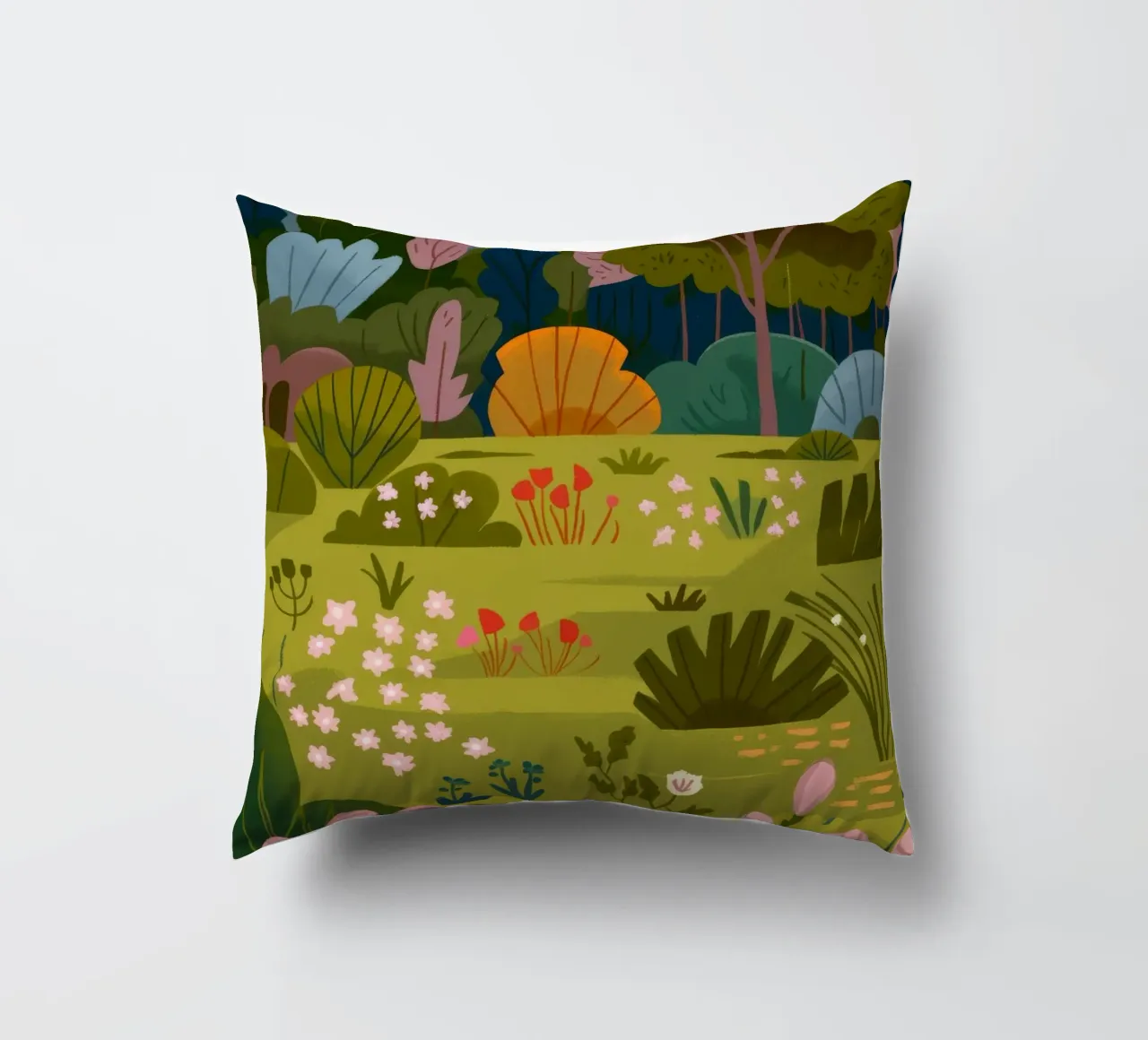 Garden Scene decorative cushion by Seren Liodra