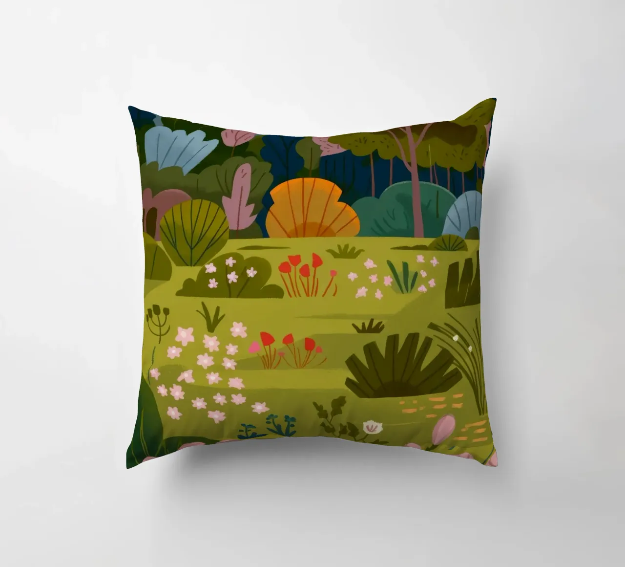 Garden Scene decorative cushion by Seren Liodra