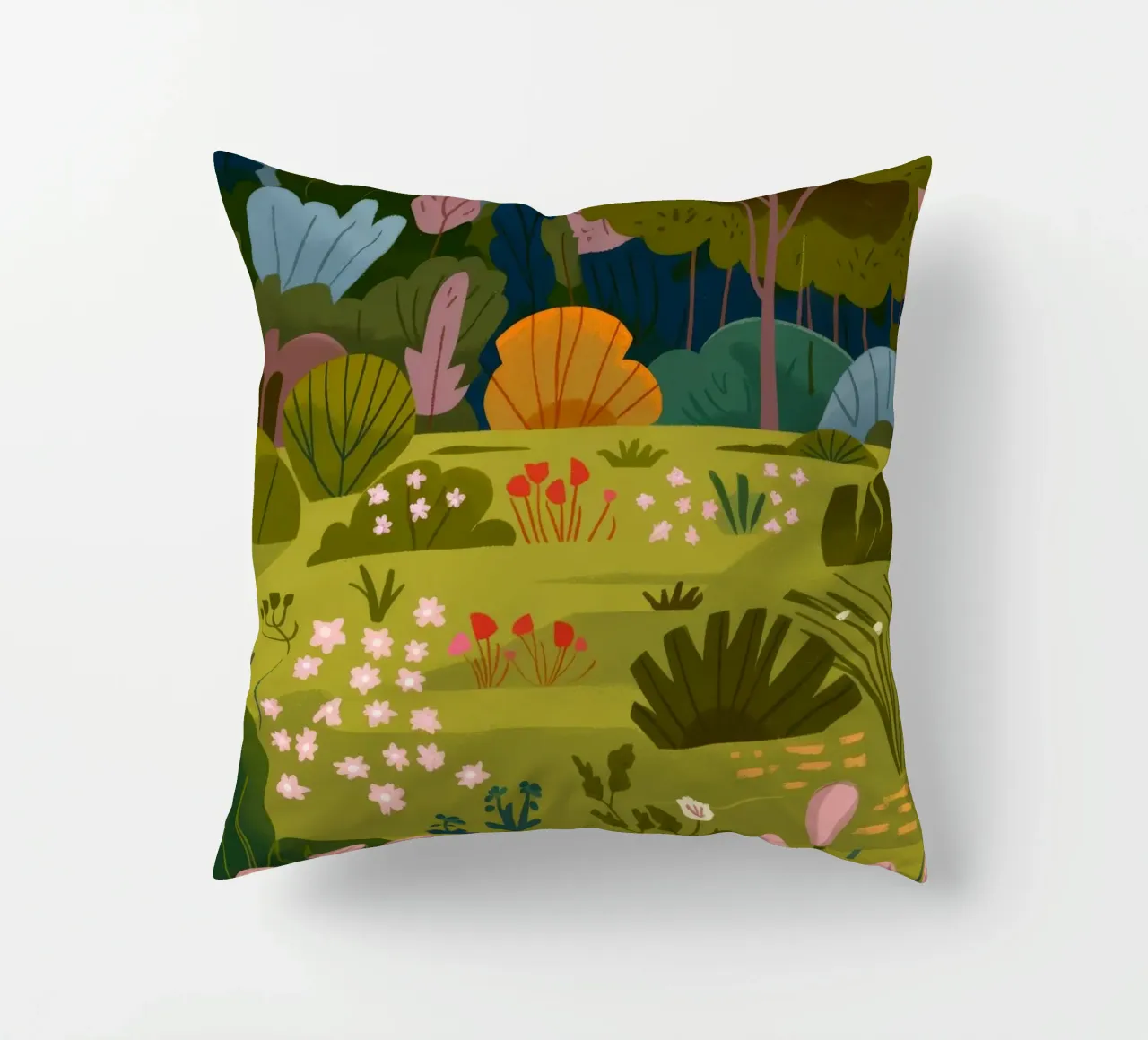 Garden Scene decorative cushion by Seren Liodra