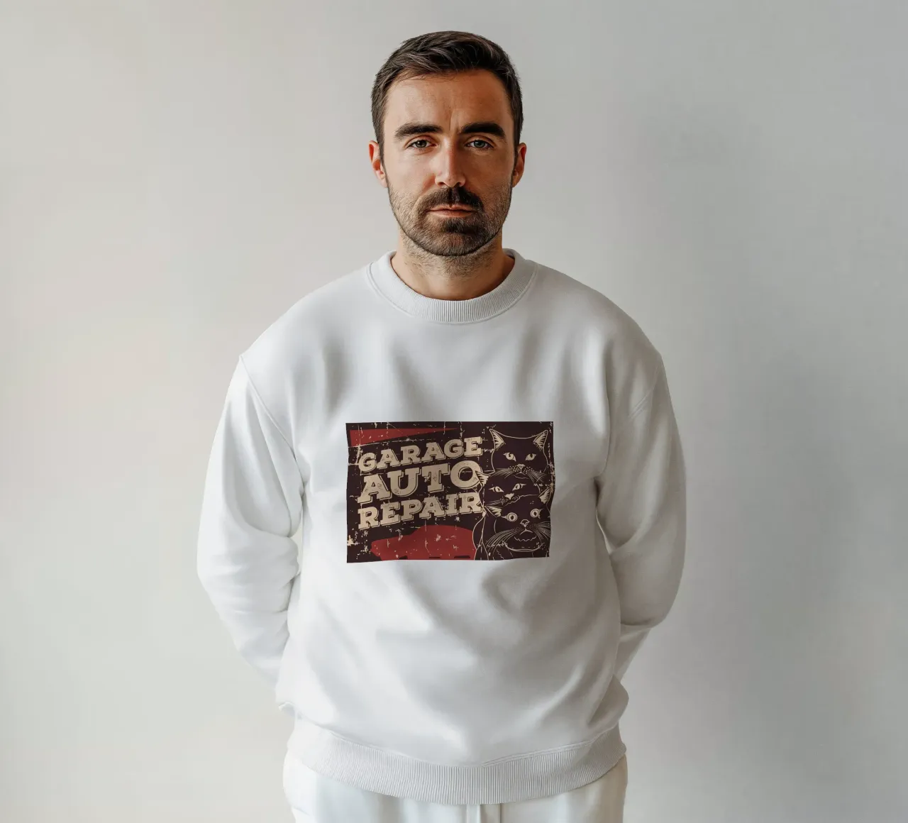 Retro Cat e Garage 2 felpa da Monique A Hooper