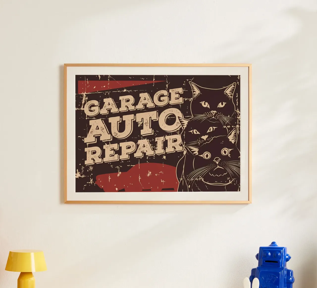Retro Cat e Garage 2 carta hahnemühle da Monique A Hooper
