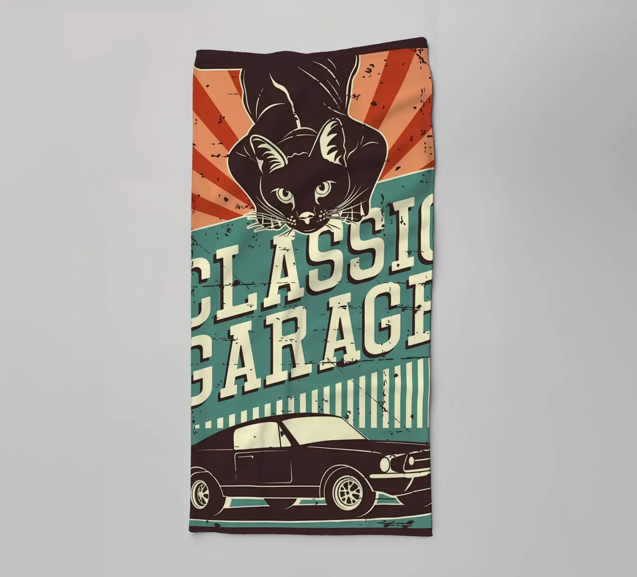 Retro Cat e Garage 3 asciugamano da bagno da Monique A Hooper