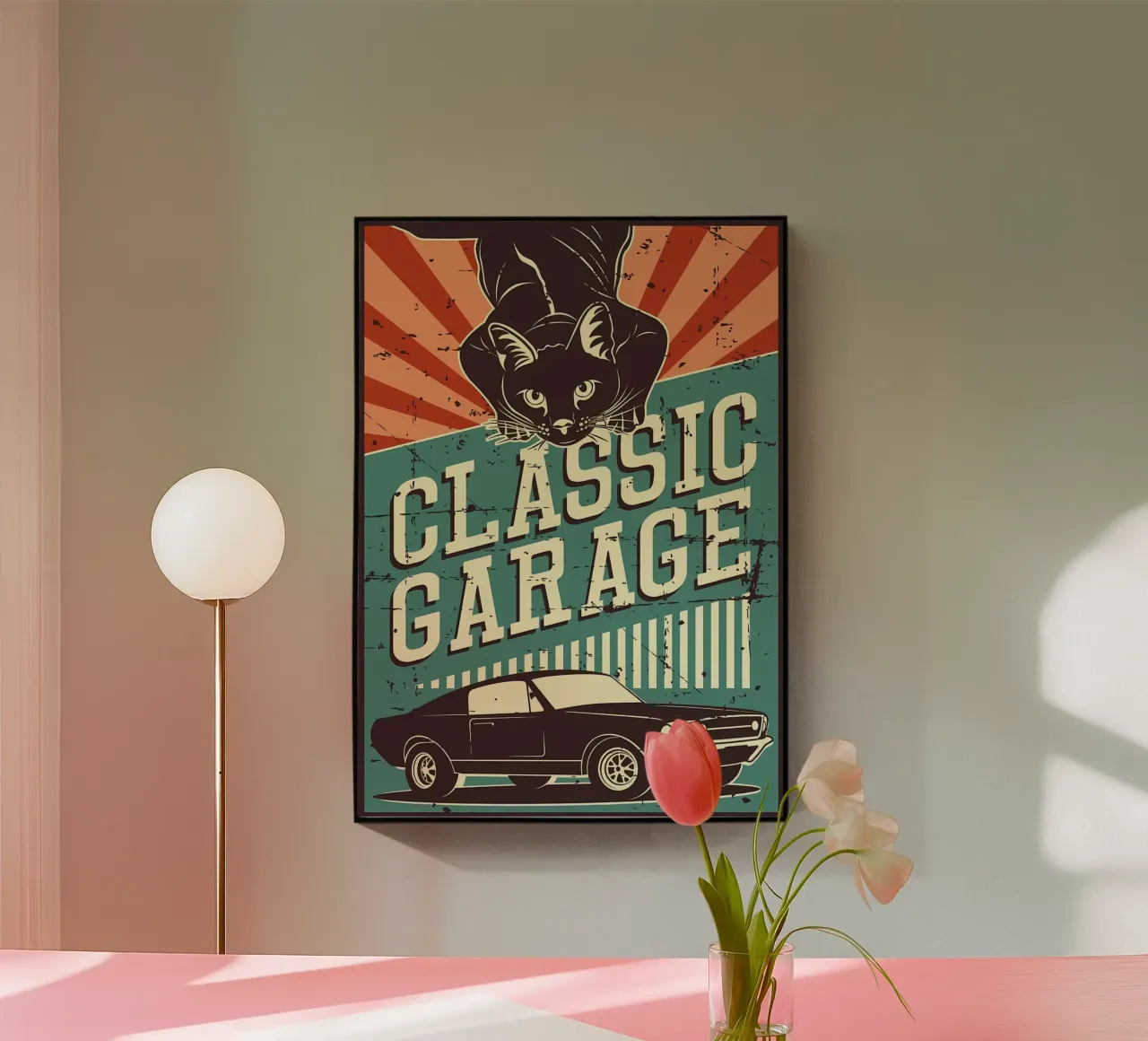 Retro Cat e Garage 3 plexiglass da Monique A Hooper