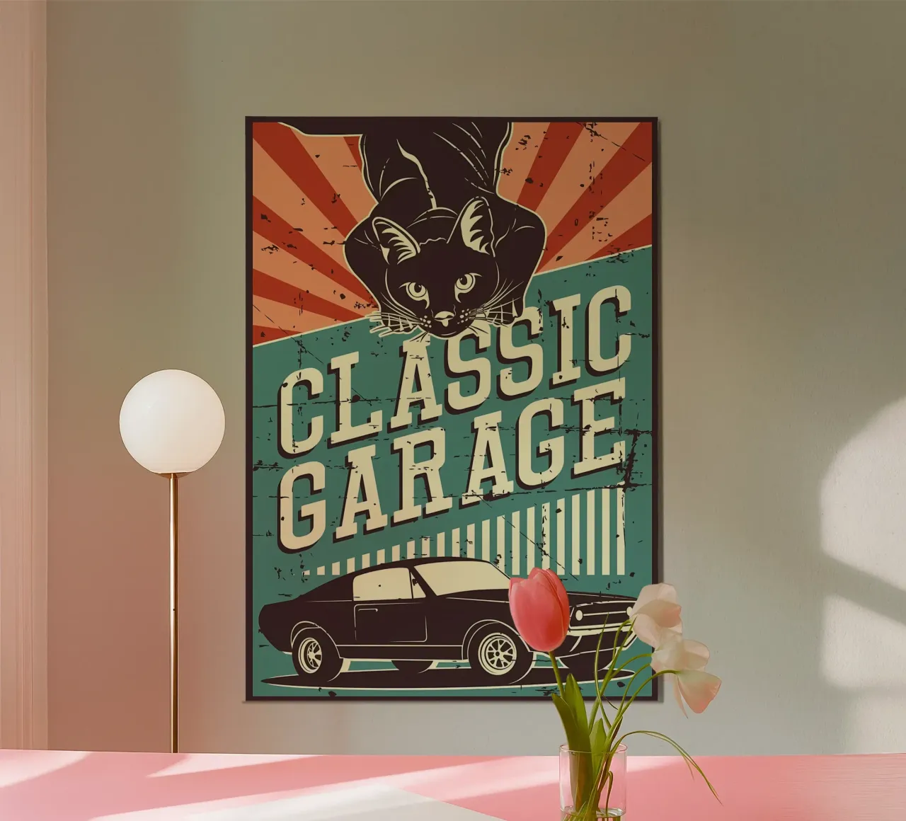 Retro Cat e Garage 3 carta hahnemühle da Monique A Hooper
