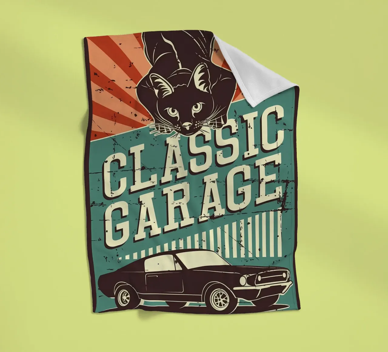 Retro Cat e Garage 3 coperta in pile da Monique A Hooper