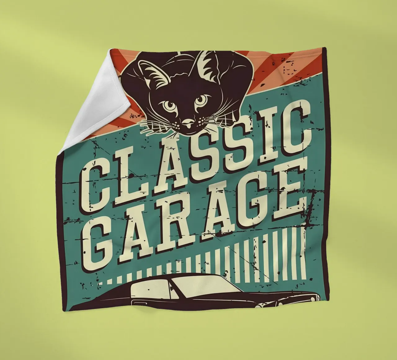 Retro Cat e Garage 3 coperta in pile da Monique A Hooper