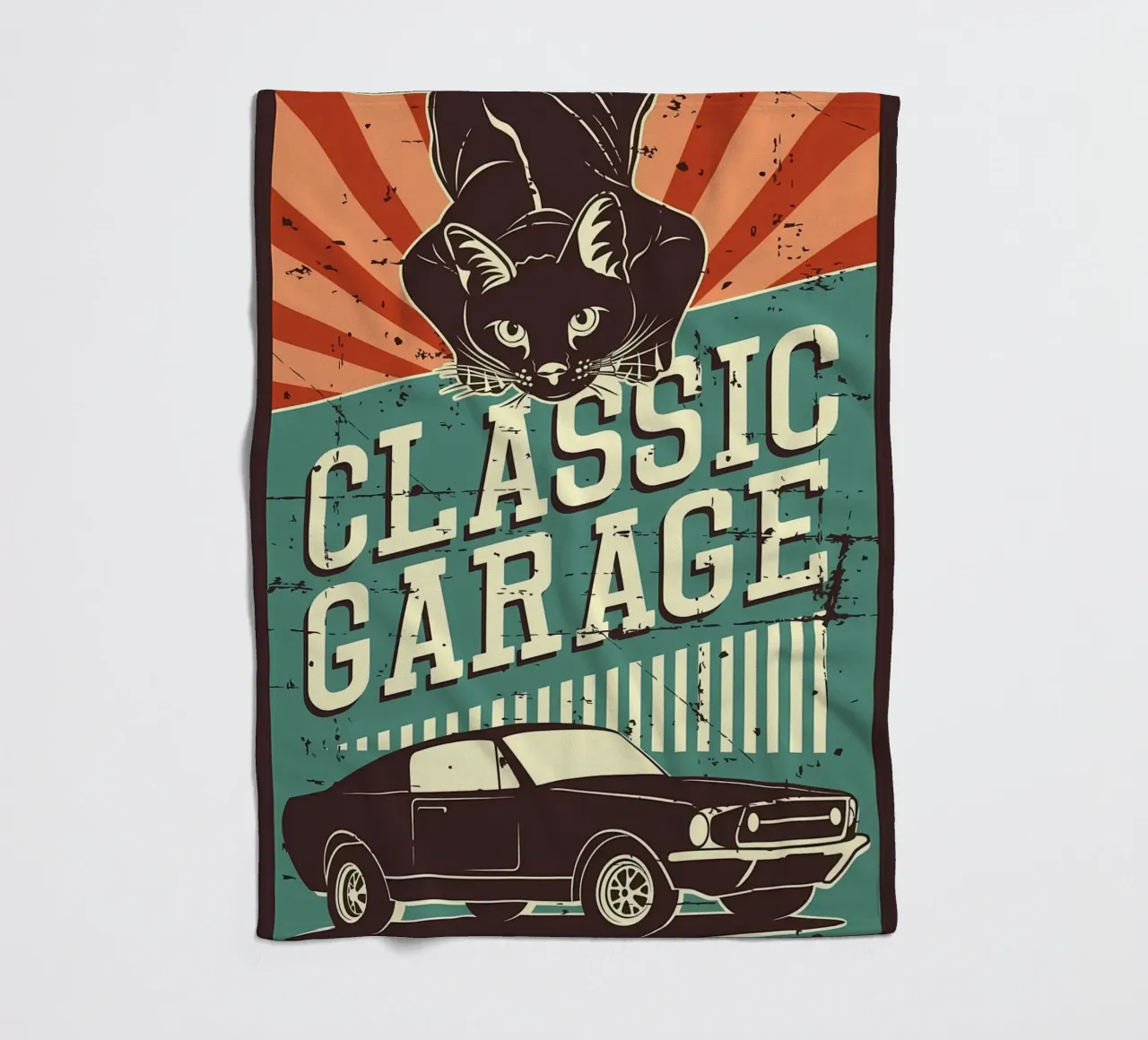 Retro Cat e Garage 3 coperta in pile da Monique A Hooper