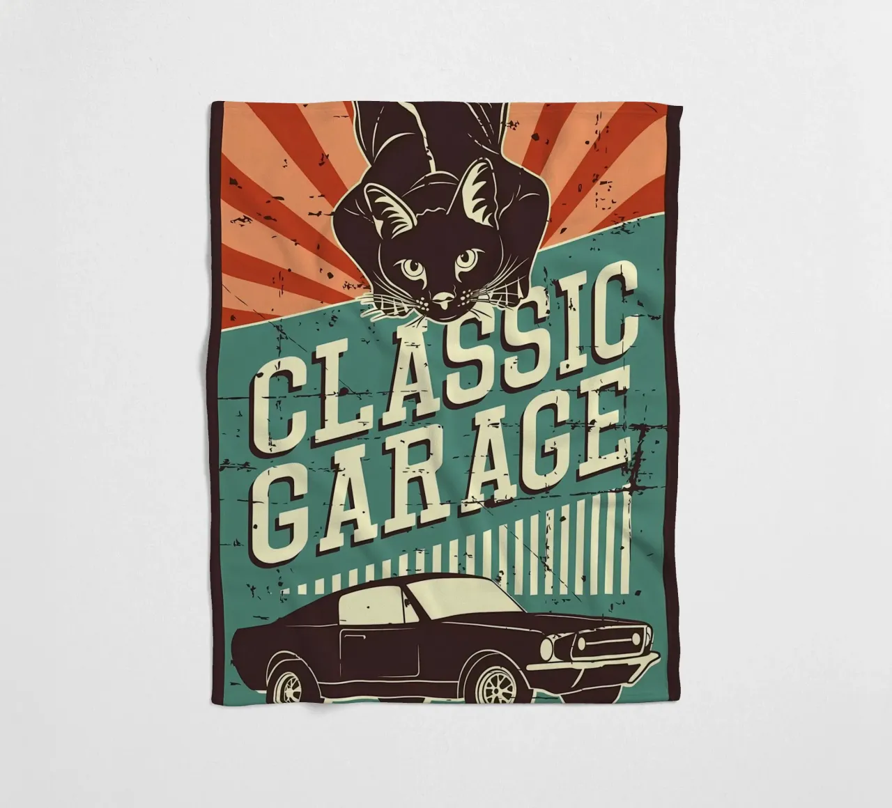 Retro Cat e Garage 3 coperta in pile da Monique A Hooper