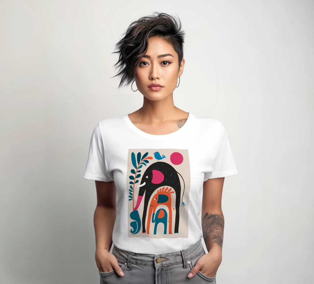 Abstract Elephant Art women's fitted t-shirt by Seren Liodra