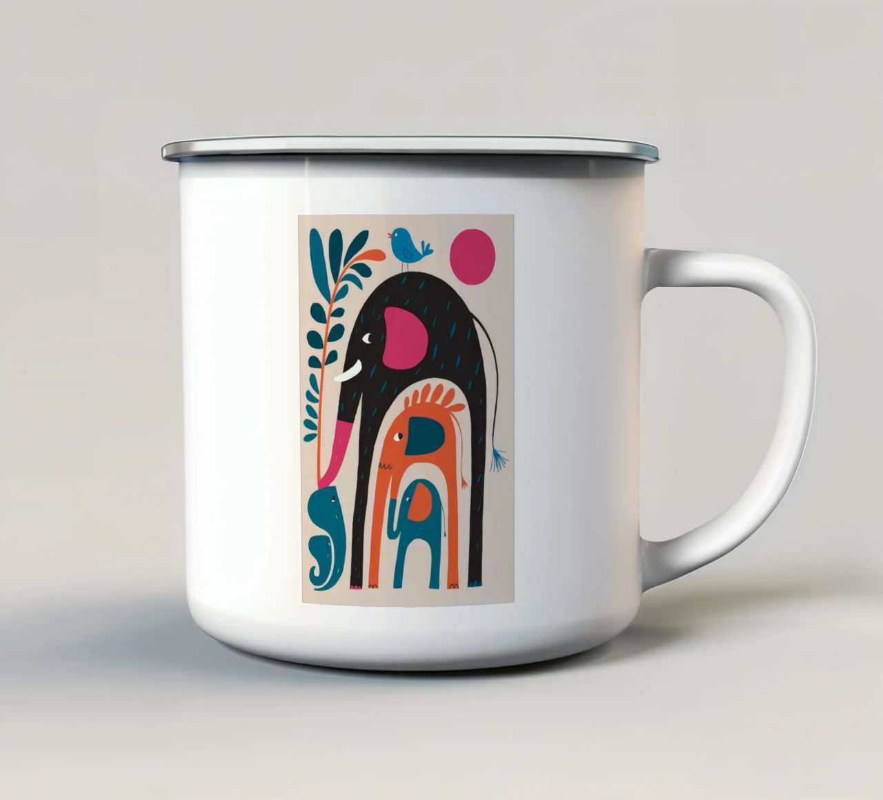 Arte astratta dell'elefante tazza in smalto da Seren Liodra