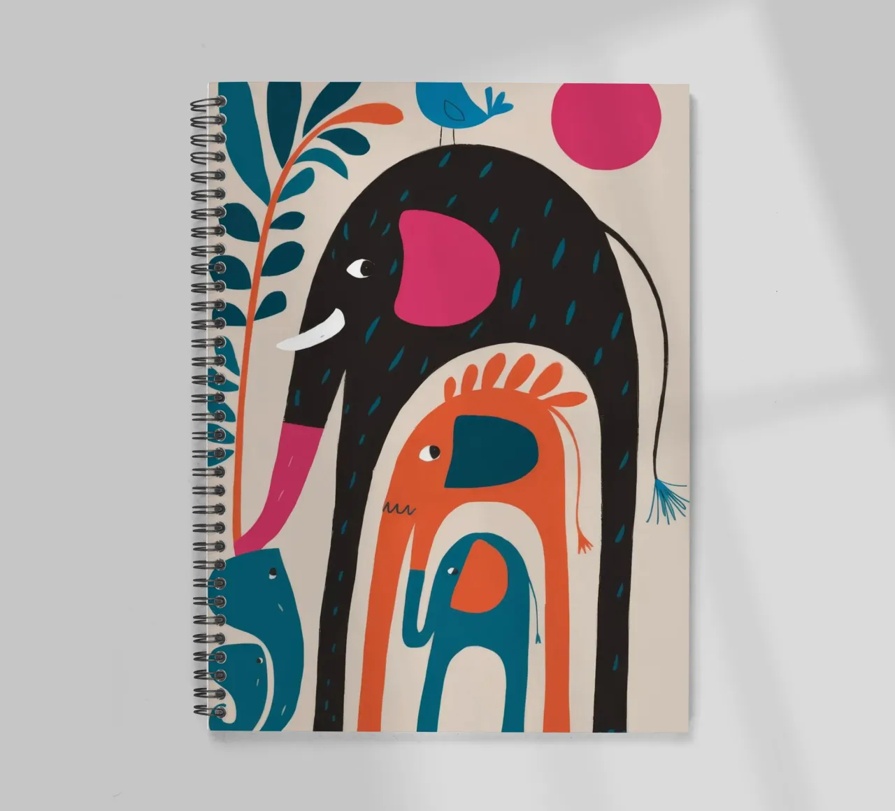 Abstract Elephant Art spiral notebook by Seren Liodra
