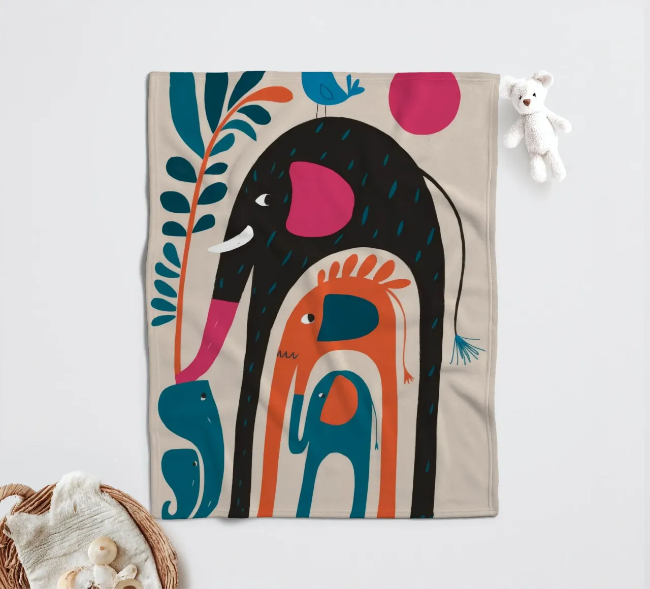 Abstract Elephant Art fleece blanket by Seren Liodra
