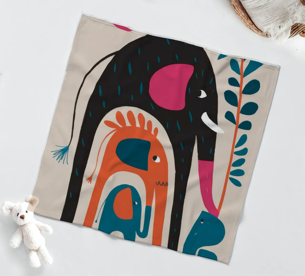 Abstract Elephant Art fleece blanket by Seren Liodra