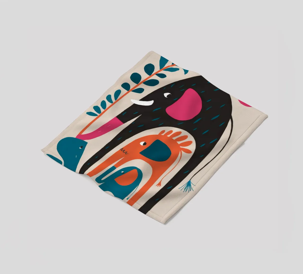 Abstract Elephant Art fleece blanket by Seren Liodra